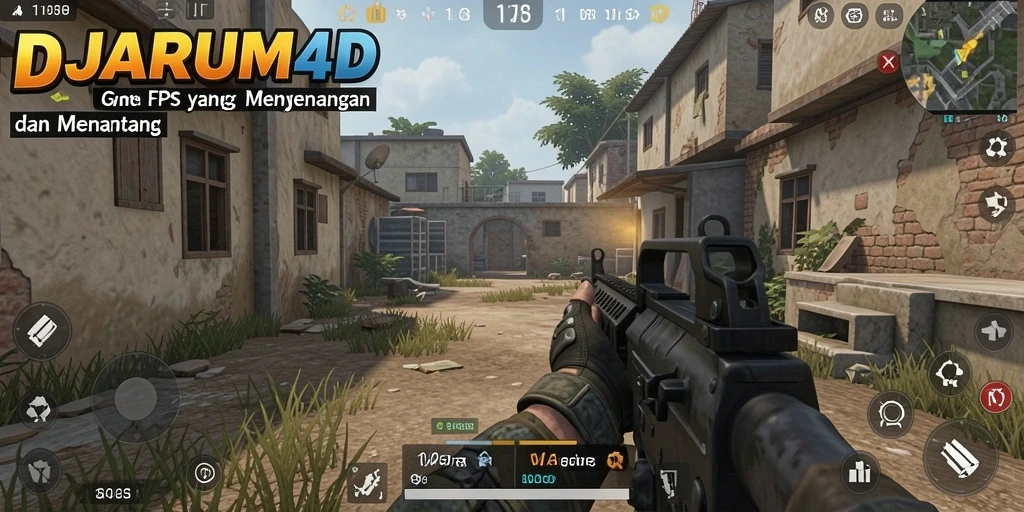 Screenshot gameplay DJARUM4D yang menampilkan aksi pertarungan FPS yang intens.