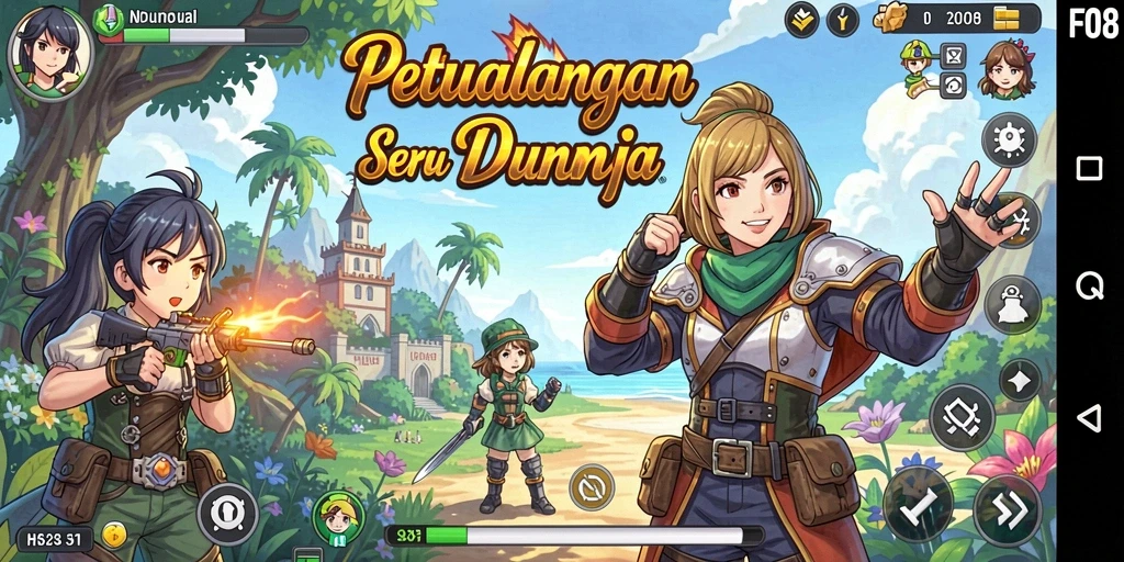 Tangkapan layar dari gameplay seru di FO8 yang menampilkan karakter Anime.