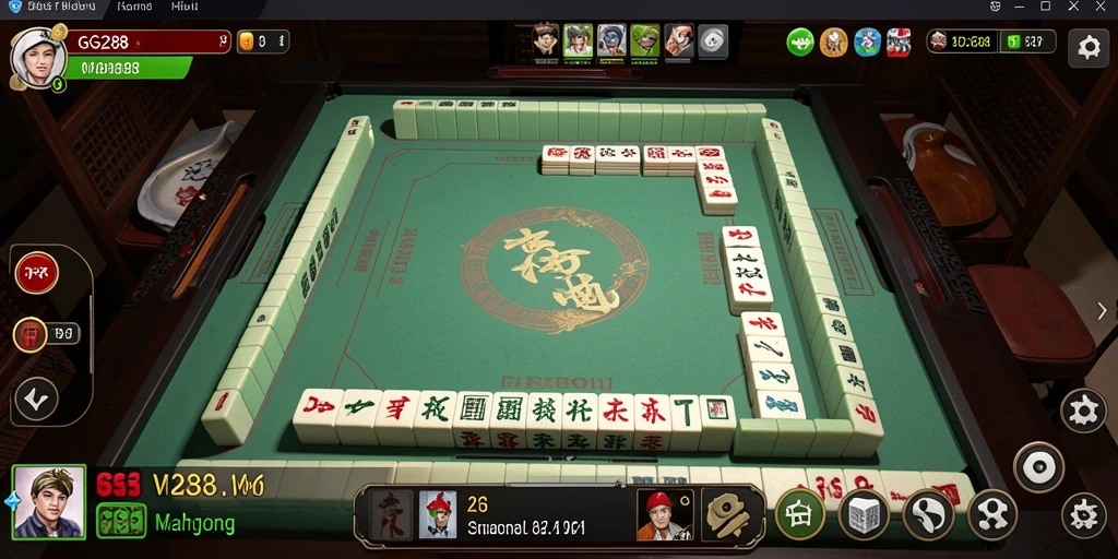 Tampilan gameplay GG288 yang menarik dengan elemen Mahjong yang berwarna.