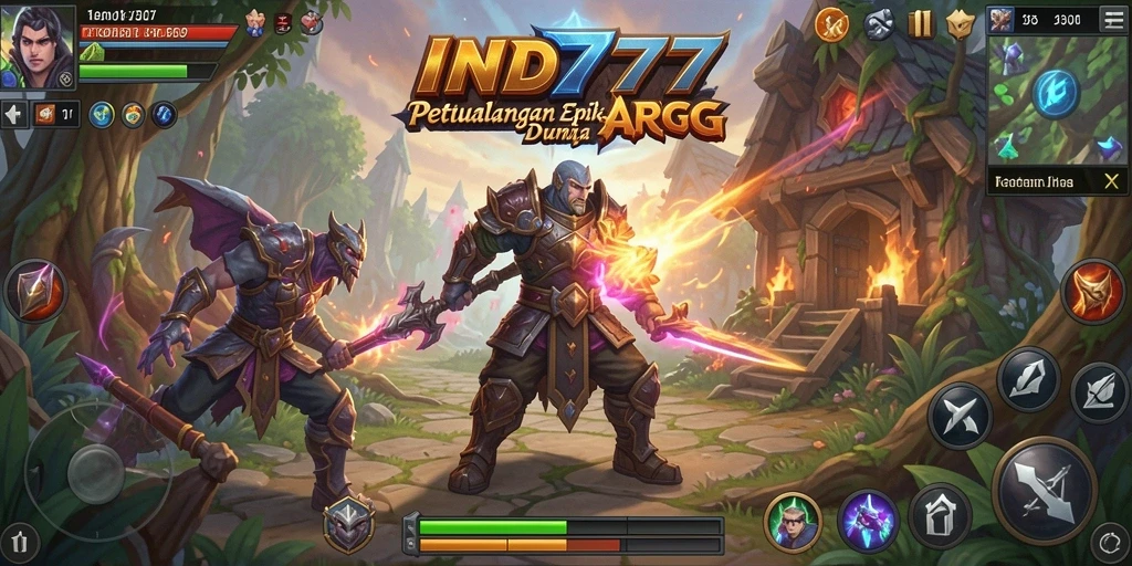 Screenshot gameplay IND777 menampilkan aksi pertarungan yang intens.