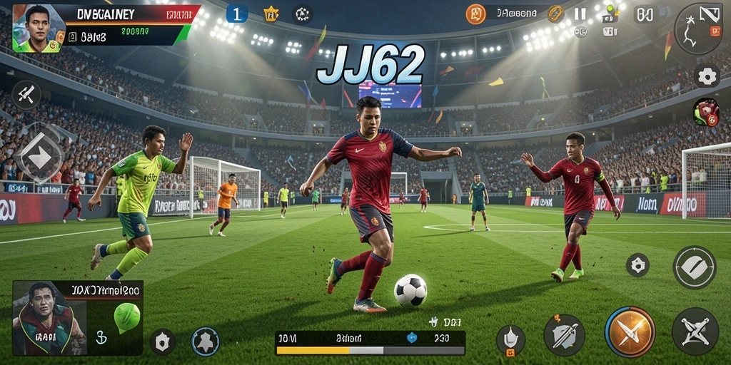Tampilan utama gameplay JJ62 yang menampilkan aksi olahraga seru.