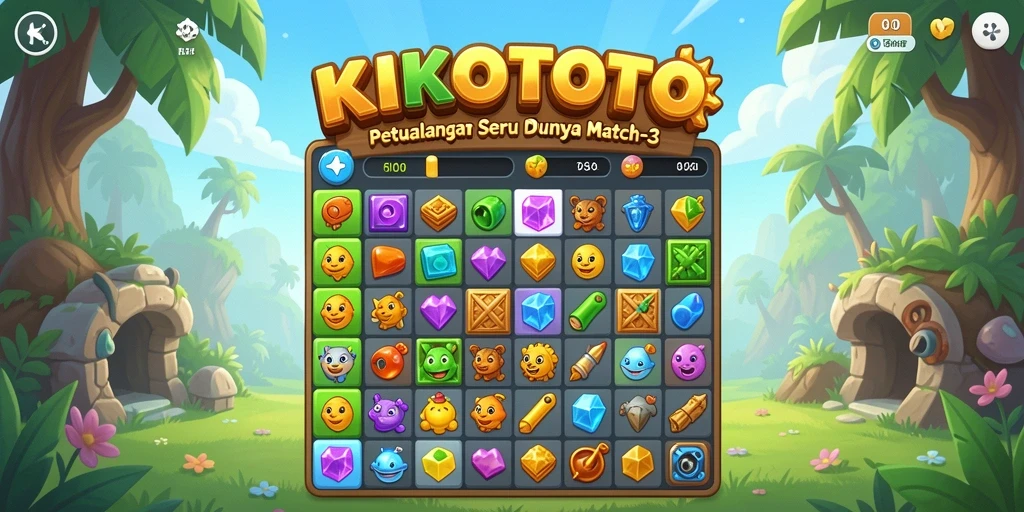 Tampilan gameplay KIKOTOTO dengan kombinasi warna-warni yang menarik.