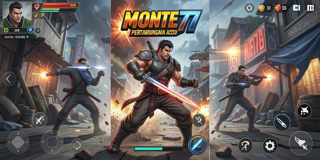 Tampilan menakjubkan dari gameplay penuh aksi MONTE77.