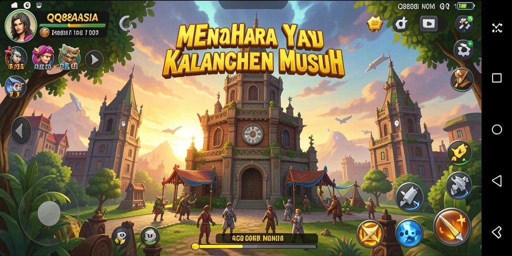 Screenshot gameplay menawan dari QQ88ASIA yang menampilkan pertahanan menara.