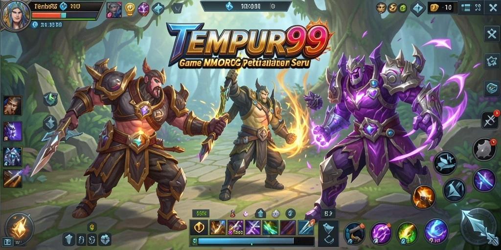 Tampilan screenshot TEMPUR99 menampilkan aksi pertempuran yang seru di dunia MMORPG.