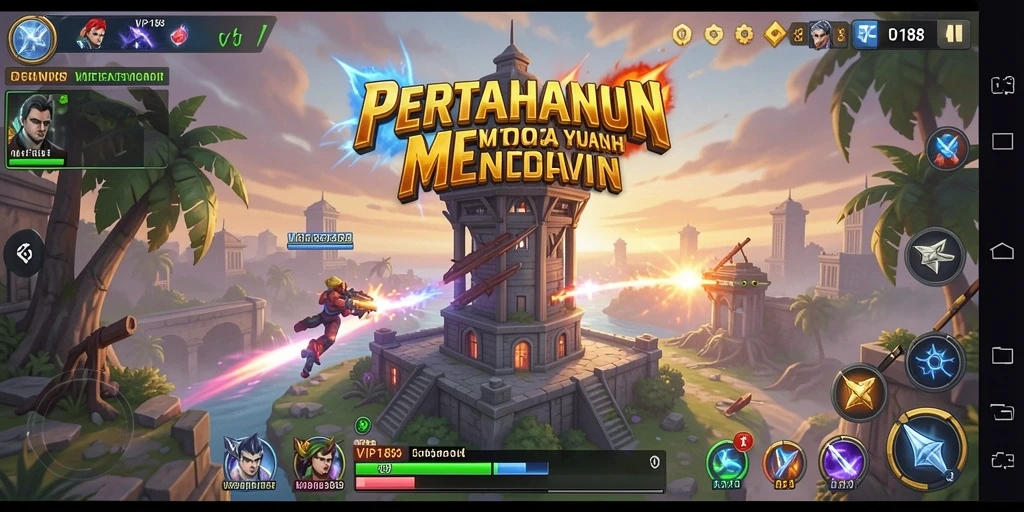 Screenshot gameplay Tower Defense dari VIP188 menampilkan aksi menegangkan dan strategi seru.