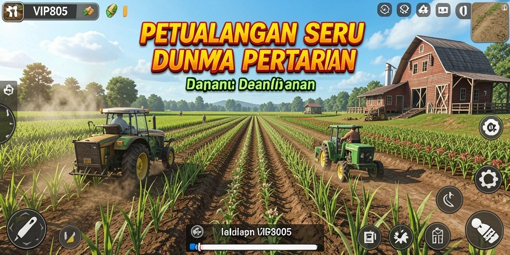 Screenshot gameplay VIP805 menunjukkan aktivitas bertani yang seru dan interaktif.